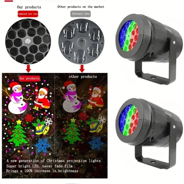 Snowflake Christmas Laser Projector Light - 16 Patterns, Waterproof Rotating LED Decor EG000001 - Image 2