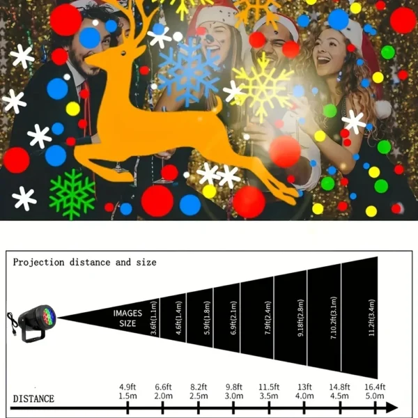 Snowflake Christmas Laser Projector Light - 16 Patterns, Waterproof Rotating LED Decor EG000001 - Image 6