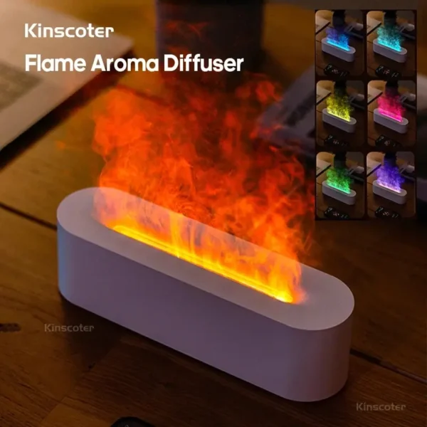 RGB Flame Aroma Diffuser Humidifier with 7-Color LED - USB Desktop Air Purifier EG000002