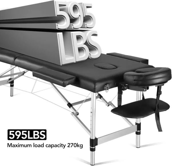Portable 3-Fold Height Adjustable Aluminum Massage Table with Headrest and Carry Bag  HH00003 - Image 3